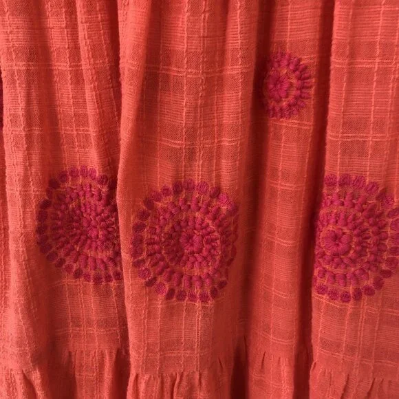 Uncle Frank Dress Womens XS Orange Pink Many Medallions Boho Embroidered NWT - Picture 12 of 16